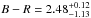 \hbox{$B-R=2.48^{+0.12}_{-1.13}$}