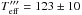 \hbox{$T_{\rm eff}'''= 123\pm 10$}
