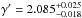 \hbox{$ \gamma'=2.085^{+0.025}_{-0.018}$}