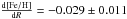 \hbox{$\frac{{\rm d [Fe/H]}}{{\rm d} R}= -0.029\pm0.011$}