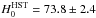 \hbox{$H_0^{\rm HST}=73.8 \pm 2.4$}