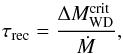 \appendix \setcounter{section}{1} \begin{equation} \tau\mathrm{_{rec}}=\frac{\Delta M_{\mathrm{WD}}^{\mathrm{crit}}}{\dot{M}},\label{eq:recurrence times} \end{equation}