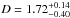\hbox{$D=1.72^{+0.14}_{-0.40}$}