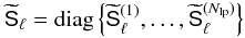 \begin{equation} \wtilde{\mat{S}}_{\ell}={\rm diag}\left\{ \wtilde{\mat{S}}^{(1)}_{\ell},\dots,\wtilde{\mat{S}}^{(N_{\rm lp})}_{\ell}\right\} \end{equation}