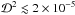 \hbox{$\mathcal{D}^2 \lesssim 2\times 10^{-5}$}