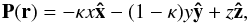 \begin{equation} \vec{P}( \vec{r}) = - \kappa x \vec{\hat{x}} - (1 - \kappa) y \vec{\hat{y}} + z \vec{\hat{z}}, \label{gbal} \end{equation}