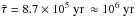 \hbox{$\bar{\tau} = 8.7 \times 10^5~\rm{yr}\ \approx 10^6~\rm{yr}$}