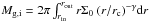 \hbox{$M_\mathrm{g,i} = 2 \pi \int_{r_{\mathrm{in}}}^{r_\mathrm{out}} r \Sigma_0\ (r/r_\mathrm{c})^{-\gamma} \mathrm{d}r$}