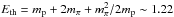 \hbox{$E_{\rm th}=m_{\rm p}+2m_{\pi}+m^2_{\pi}/2m_{\rm p}\sim1.22$}
