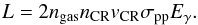 \appendix \setcounter{section}{1} \begin{equation} \label{eq:lum} L=2n_{\rm gas}n_{\rm CR}v_{\rm CR}\sigma_{\rm pp} E_{\gamma}. \end{equation}