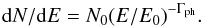 \begin{eqnarray*} {\rm d}N/{\rm d}E = N_0 (E/E_0)^{-\Gamma_{\rm ph}}. \end{eqnarray*}