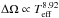 \hbox{$\dom\propto T_{\text{eff}}^{8.92}$}