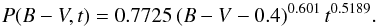 \begin{equation} \label{barnes} P(B-V, t) = 0.7725\,(B-V-0.4)^{0.601} \, t^{0.5189}. \end{equation}