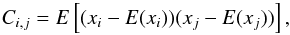 \appendix \setcounter{section}{2} \begin{equation} {C}_{i,j} = E\left[(x_i - E(x_i)) (x_j - E(x_j))\right] , \label{eq:covariance} \end{equation}
