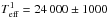 \hbox{$T_{\rm eff}^1=24\,000\pm1000$}