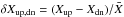 \hbox{$\delta X_{\mathrm{up,dn}}=(X_{\mathrm{up}}-X_{\mathrm{dn}})/\bar{X}$}