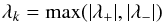\appendix \setcounter{section}{1} \begin{equation} \lambda_k=\max(|\lambda_+|,|\lambda_-|) \end{equation}
