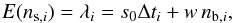 \begin{equation} E(n_{{\rm s},i}) = \lambda_i = s_0 \Delta t_i + w\, n_{{\rm b},i} , \end{equation}