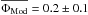 \hbox{$\overline{\Phi_\mathrm{Mod}}=0.2\pm0.1$}