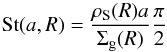 \begin{equation} {\rm St}(a, R)=\frac{\rho_{\rm S}(R) a}{\Sigma_{\rm g}(R)} \frac{\pi}{2} \end{equation}