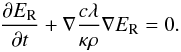 \appendix \setcounter{section}{1} \begin{equation} \frac{\partial E_{\rm R}}{\partial t} + \nabla \frac{c \lambda}{\kappa \rho} \nabla E_{\rm R} = 0. \end{equation}