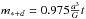 \hbox{$m_{*+d} = 0.975\frac{a^3}{G}t$}