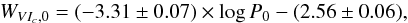 \begin{equation} \label{eqn1} W_{VI_c,0}=(-3.31\pm0.07) \times \log{P_0} - (2.56\pm0.06), \end{equation}