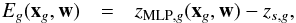 \begin{eqnarray*} E_g(\vec{x}_g, \vec{w}) &=& z_{{\rm MLP},g}(\vec{x}_g,\vec{w}) - z_{s,g}, \end{eqnarray*}