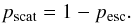 \begin{equation} p_{\mathrm{scat}} = 1 - p_{\mathrm{esc}}. \end{equation}