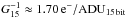 \hbox{$G^{-1}_{15} \approx1.70\,\mathrm{e}^-/\mathrm{ADU}_\mathrm{15\,bit}$}