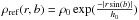 \hbox{$\rho_{\rm ref}(r,b)=\rho_0\exp(\frac{-|r\sin(b)|}{h_0})$}
