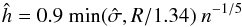 \appendix \setcounter{section}{1} \begin{equation} \hat h = 0.9 \; {\rm min}(\hat \sigma, R/1.34) \; n^{-1/5} \end{equation}