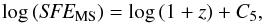 \begin{equation} \label{eq:Tdust MS SFE} {\rm log\,({\it SFE}_{MS})}={\rm log}\,(1+z)+C_{5}, \end{equation}