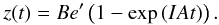 \begin{equation} z(t)=Be'\left(1-\exp\,(IAt)\right) . \label{eqt2} \end{equation}