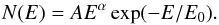 \begin{eqnarray} N(E) = A E^{\alpha} \exp(-E/E_0). \end{eqnarray}