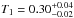 \hbox{$T_1=0.30_{-0.02}^{+0.04}$}