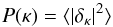 \begin{equation} P(\kappa)=\langle |\delta_\kappa|^2\rangle \end{equation}