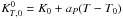 \hbox{$K_{T,0}^0 = K_0 + a_P (T -T_0)$}