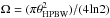 \hbox{$\Omega = (\pi \theta_{\rm HPBW}^2)/(4 \rm{ln2}) $}