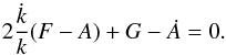 \begin{equation} 2 \frac{\dot k}{k}(F-A)+ G-\dot A=0. \label{free} \end{equation}