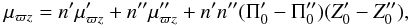 \begin{equation} \label{mixpiz} \mu_{\varpi z}=n' \mu'_{\varpi z}+ n\arcsec \mu\arcsec_{\varpi z}+n'n\arcsec (\Pi'_0-\Pi\arcsec_0)(Z'_0-Z\arcsec_0), \end{equation}