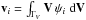 \hbox{$\vec v_i=\int_{\Gamma_V} \vec V \, \psi_i \;{\rm d}\vec V$}
