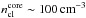 \hbox{$n_{\mathrm{cl}}^{\mathrm{core}}\sim 100\, \mathrm{cm}^{-3}$}