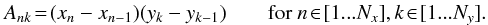 \appendix \setcounter{section}{2} \begin{eqnarray} \sum_{i=1}^{N_r}\sum_{j=1}^{N_\theta} A_{ij}\,I_\nu(i,j) = \sum_{n=1}^{N_x}\sum_{k=1}^{N_y} A_{nk}\,I'_\nu(n,k) \end{eqnarray}