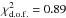 \hbox{$\chi^2_{\rm d.o.f.} = 0.89$}