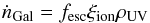 \begin{equation} \dot{n}_{\rm Gal} = f_{\rm esc}\xi_{\rm ion}\rho_{\rm UV} \label{eq:nionGAL} \end{equation}