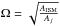 \hbox{$\Omega = \sqrt{\frac{A_{\rm ISM}}{A_j}}$}