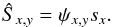 \begin{eqnarray} \hat{S}_{x,y}=\psi_{x,y}s_{x}.\label{eq:FOXmodel} \end{eqnarray}