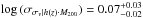 \hbox{$\log\,(\sigma_{\sigma_{v}|h(z)\cdot M_{200}})=0.07^{+0.03}_{-0.02}$}