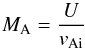 \begin{equation} \label{Mach} \mach={U\over v_{\mathrm{Ai}}} \end{equation}